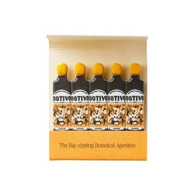 Open Botivo matchbook with bottle-shaped matches